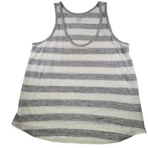 J.Crew Women Gray & White Striped Casual Lightweight 100% Linen Tank Top Size S